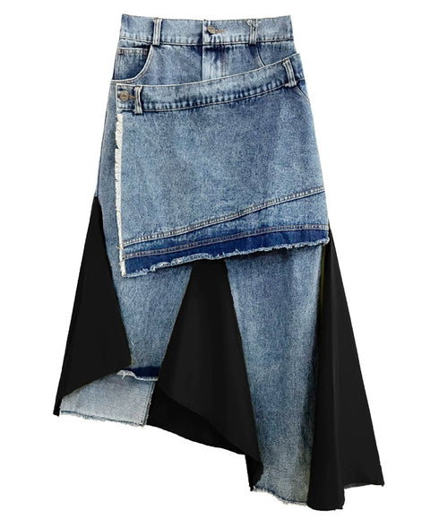 Layered Denim Mix Skirt